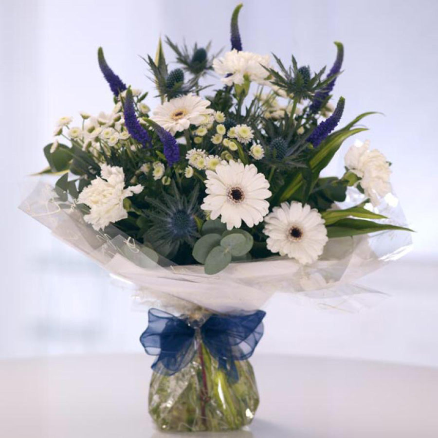 White gerbera aqua pack bouquet